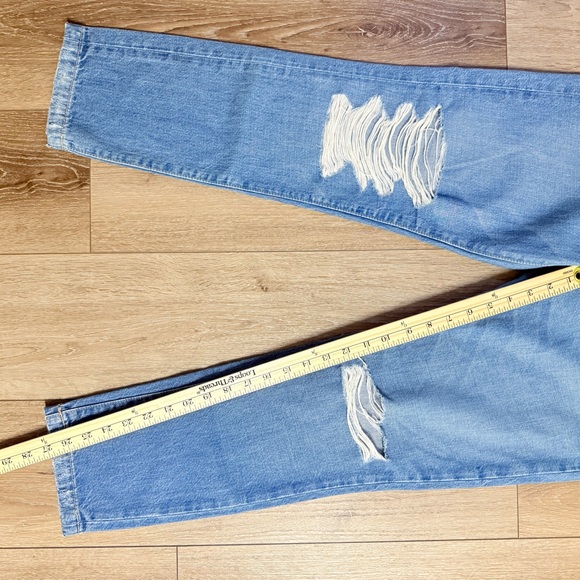 PAIGE Distressed Light Blue Ankle Jeans - Picture 9 of 11